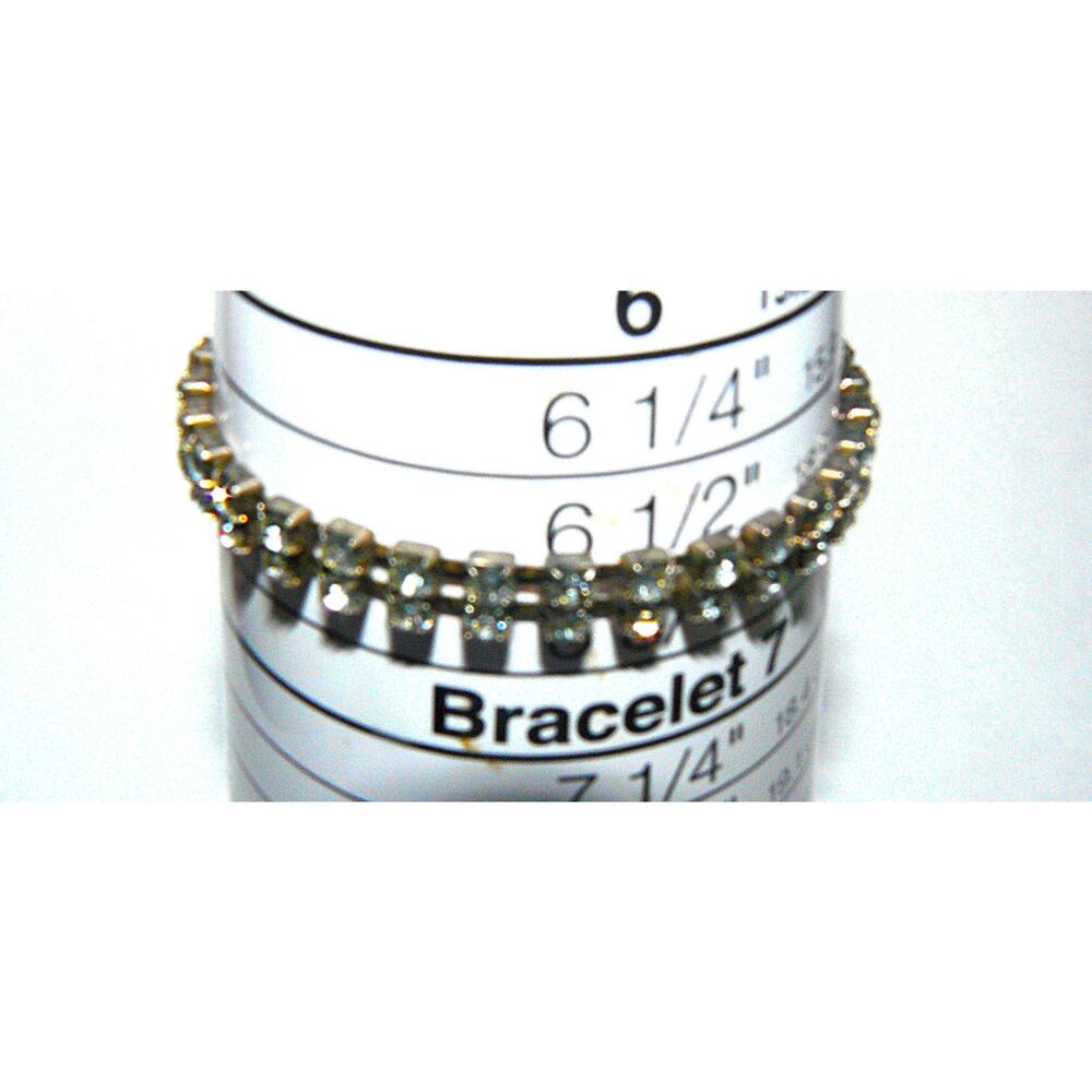 Vintage Rhinestone Double Row Tennis Bracelet Silver Band for Women 6.5" MCM - Picture 4 of 6